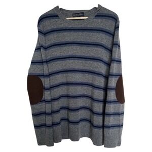 Brooks Brothers Lambswool Sweater Striped Elbow Pads Mens XL Gray
